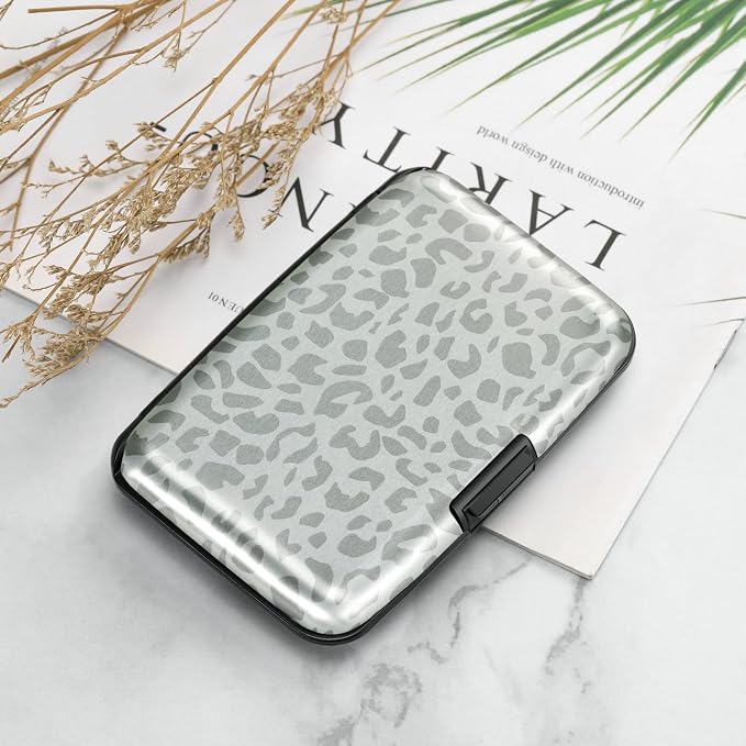 RFID Aluminum Wallet Credit Card Protector Case Holder for Men Women | Mini RFID Aluminum Wallet Credit Cards Holder Business Card Case Metal ID Case for Men Women(Grey Leopard Print) - Image 7