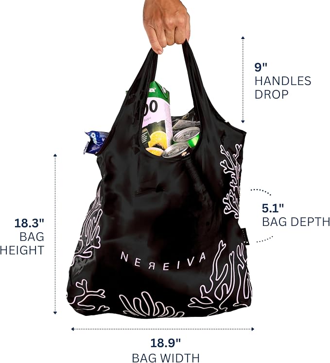 55 Pound Reusable Shopping Bag - Folds into a Small Pouch - Washable Reusable Grocery Bag, Durable & Stylish with handles for Easy Shoulder or Hand Carry - Image 4