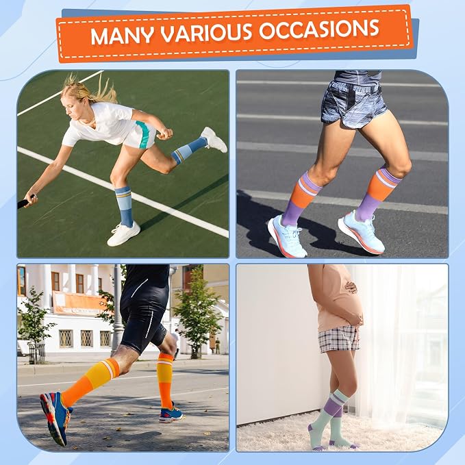Compression Socks for Women Men | Knee High Comfort Circulation Support Socks for Athletic Running Cycling Travel - Image 7