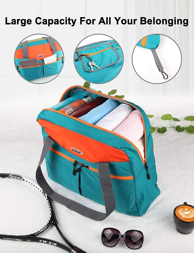 Packable Tote Bag Extra Small Duffel Bag Carry On Under Seat 20L Foldable | Nylon Packable Bag Travel Light Mens Personal Item Travel Bag Airplane Purse Carry On Bag for Women to Stand On Suitcase - Image 7