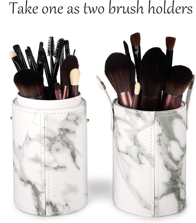 Narwey Makeup Brush Holder Travel Brushes Case Bag Cup Storage Dustproof for Women (Marble) - Image 4