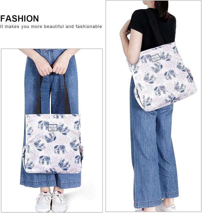 KAMO Floral Tote Bag - Waterproof Lightweight Handbags Travel Shoulder Bag for Hiking Yoga Gym Swimming Travel Beach - Image 6