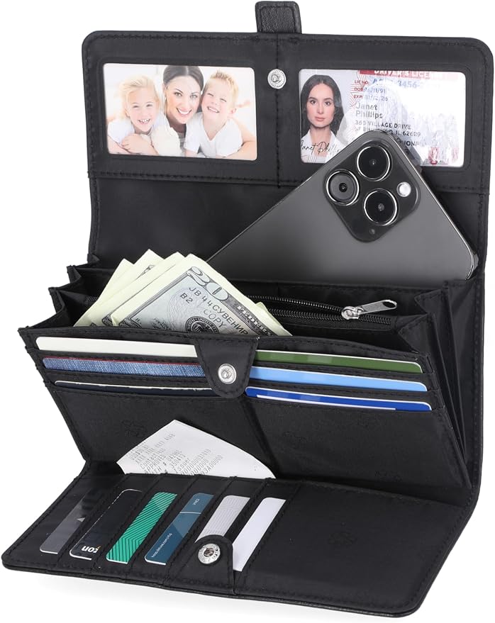 Mundi File Master Womens RFID Blocking Wallet Clutch Organizer With Change Pocket - Image 2