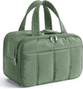BAGSMART Travel Toiletry Bag, Puffy Large Toiletry Bag for Women, Lightweight Cosmetic Makeup Bag Organizer with Handle for Traveling, Accessories, Essentials, Toiletries (Dark Green) by BAGSMART