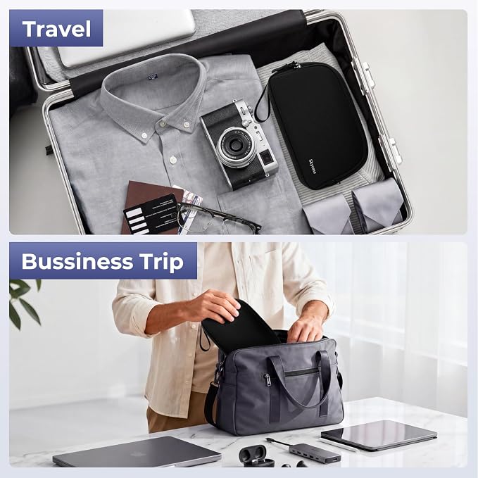 Skycase Travel Cable Organizer - Lightweight Water Resistant Dual-Layer Tech Pouch with Wrist Strap 9 Compartments Electronic Organizer Travel Case for Charger Cord Hard Drive,Large,Black - Image 8