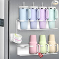 Magnetic Cup Holder for Fridge,8 Cups Water Bottle Organizer for Stanley 30 40 oz with Tumbler Lid Organizer,High Capacity Heavy Duty Kitchen Storage Rack Accessories by linidcoudhome