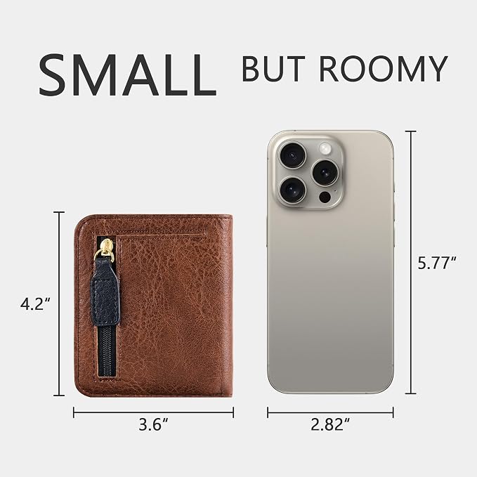 Gostwo Small Wallet for Women, Slim Bifold Credit Card Holder, Compact RFID Blocking Cash Wallet, Billfolds Thin Leather Zipper Pocket, Mini Wallet Gift for Ladies Teen Girls Travel with ID Window - Image 3