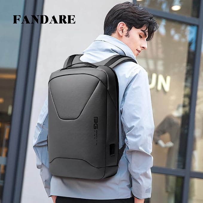FANDARE Anti-Theft Backpack Business Daypacks fits 15.6 Inch Laptop Travel Large Backpack with USB Charging Port Waterproof Computer Bag Bookbag for Women Men Notebook Grey - Image 2