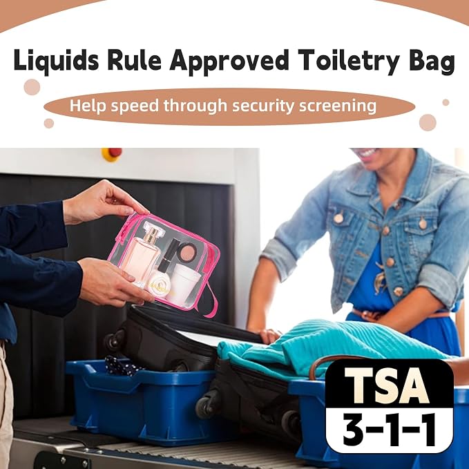 Icramsy Clear Makeup Bag,2 Pack TSA Approved Toiletry Bag for Women & Men | Portable Handheld Design, Waterproof, Airport Airline Compliant, Clear Toiletry Cosmetic Bag - Image 5