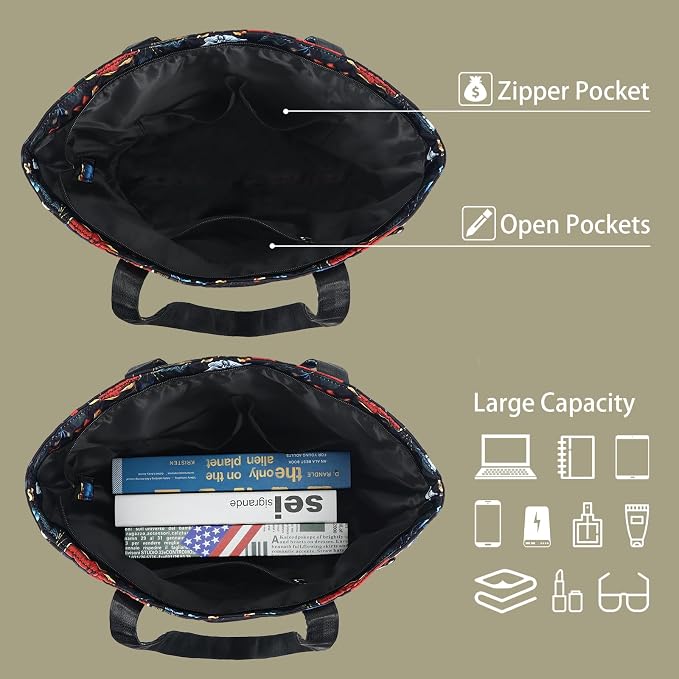CLOUDMUSIC Shoulder Tote Bag For Nurses Teachers Work Gym Travel Beach Women With Large Capacity Waterproof - Image 6
