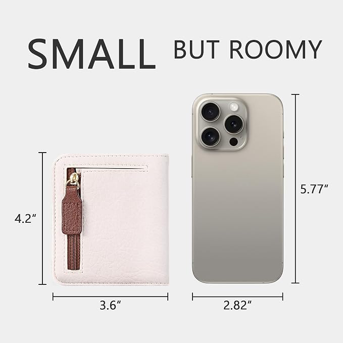 Gostwo Small Wallet for Women, Slim Bifold Credit Card Holder, Compact RFID Blocking Cash Wallet, Billfolds Thin Leather Zipper Pocket, Mini Wallet Gift for Ladies Teen Girls Travel with ID Window - Image 3