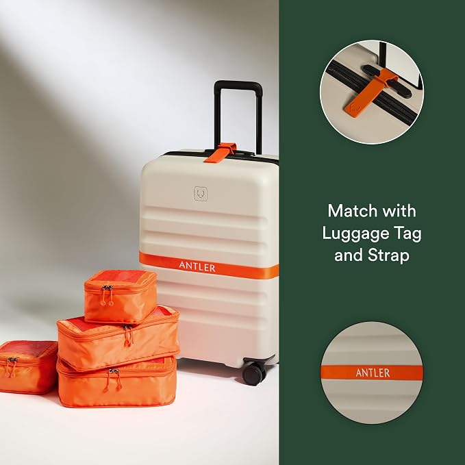 ANTLER - Compression Packing Cubes for Travel, Luggage Organiser for Suitcases or Bags, Travel Accessories, Set of 4, Coral - Image 6
