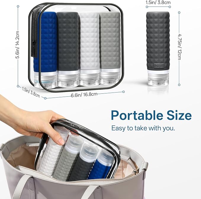 Travel Bottles for Toiletries, TSA Approved Travel Size Containers, Leak Proof Silicone Shampoo Bottles, Small Toiletry Containers with Clear Bag for Shampoo Conditioner Lotion - Image 3