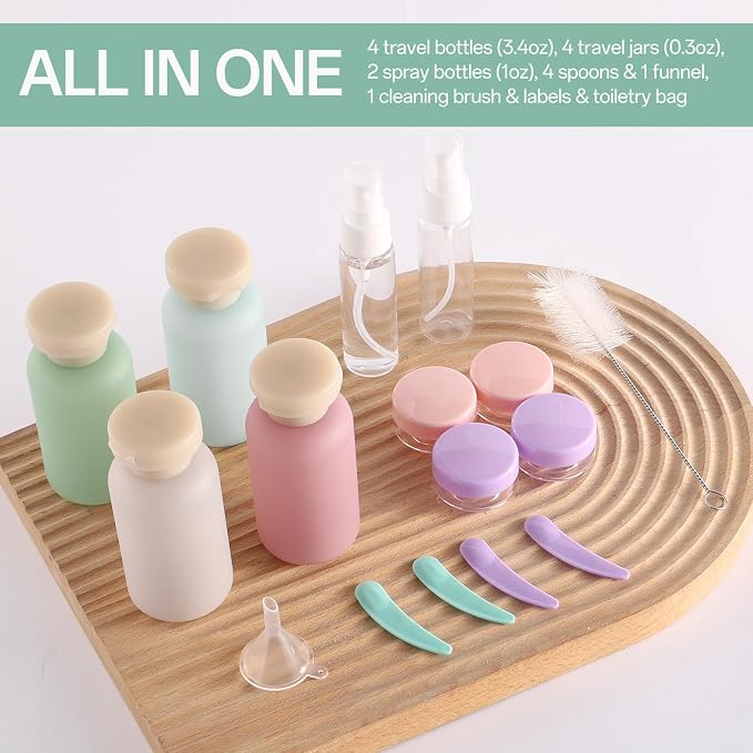 18 Pack Travel Bottles for Toiletries Leak Proof | Refillable, Plastic Travel Containers, BPA Free, Travel Essentials, for Shampoo Conditioner Lotion Liquids - Image 4