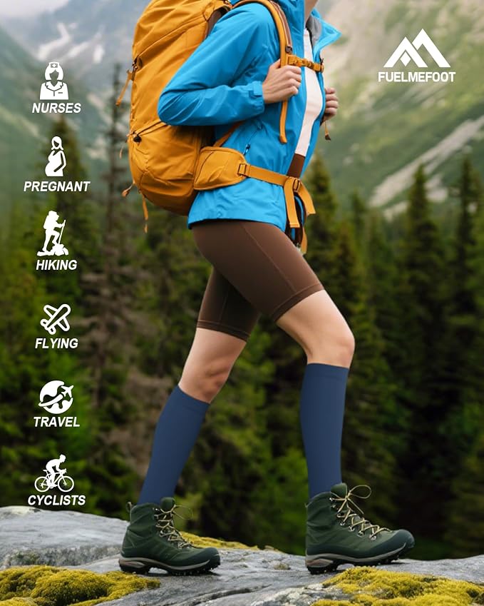 6 Pairs Compression Socks for Women & Men 15-20mmHg Knee High Socks | Graduated Compression Socks Supports Circulation, Ideal for Nurses Pregnancy, Travel, Flying, Running & Daily Wear - Image 7
