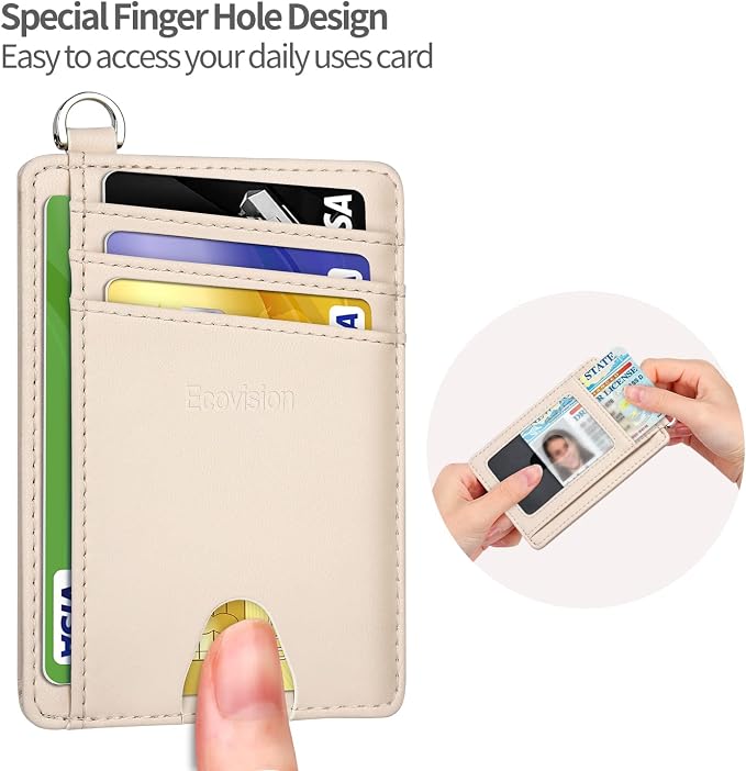 Slim Minimalist Front Pocket Wallet, RFID Blocking Credit Card Holder Wallet with Detachable D-Shackle for Men Women - Image 6