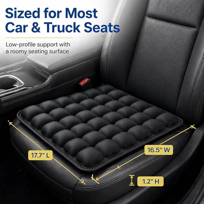 Car Seat Cushion for Long Drives, Seat Cushion for Car, Inflatable Car Seat Cushions for Driving, Adjustable Truck Driver Seat Pad for Auto, SUV, Office Chair, Built-in Pump, Black - Image 4