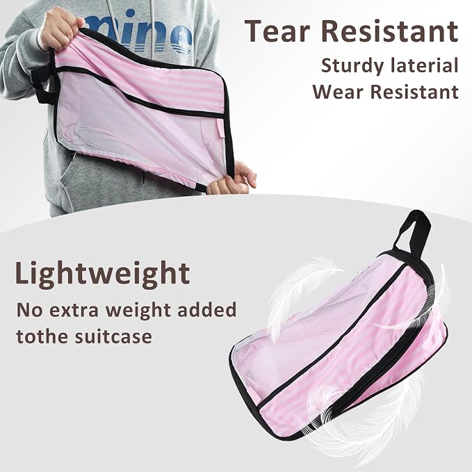 U+U 10 Set Compression Packing Cubes, Travel Organizers (Pink Stripe) | Space-Saving & Complete Travel Set - Image 5