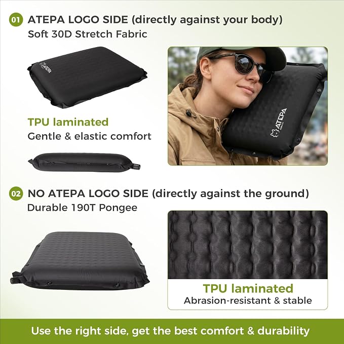 ATEPA Inflatable Seat Cushion | 2" & 2.5" Foam Core Seat Pad, Self Inflating, Compact, Stadium, Airplane, Travel, Camping, Hiking, Sports events - Image 7