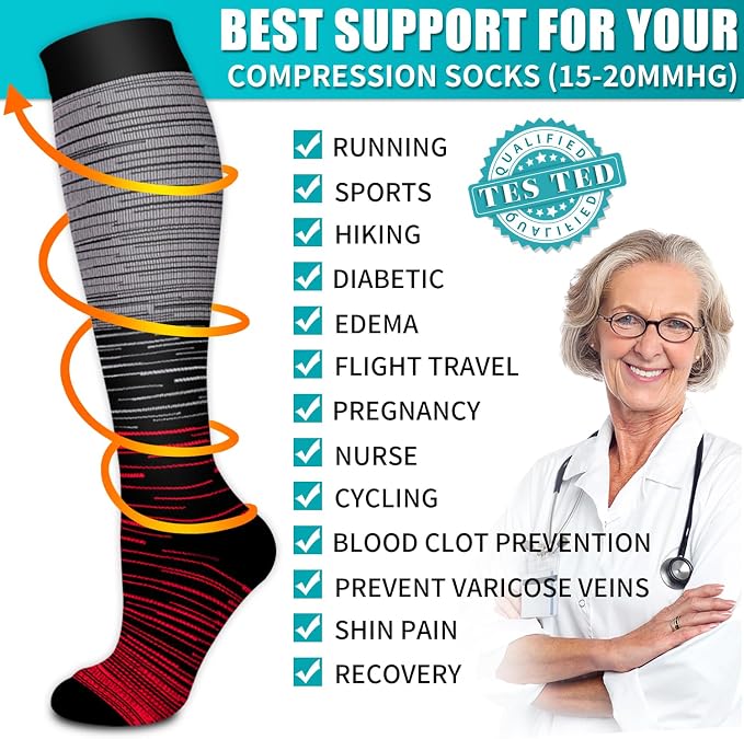 Copper Compression Socks for Women & Men (6 pairs) - Best Support for Nurses, Running, Hiking, Recovery - Image 5