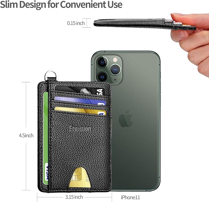 Slim Minimalist Front Pocket Wallet, RFID Blocking Credit Card Holder Wallet with Detachable D-Shackle for Men Women - Image 6