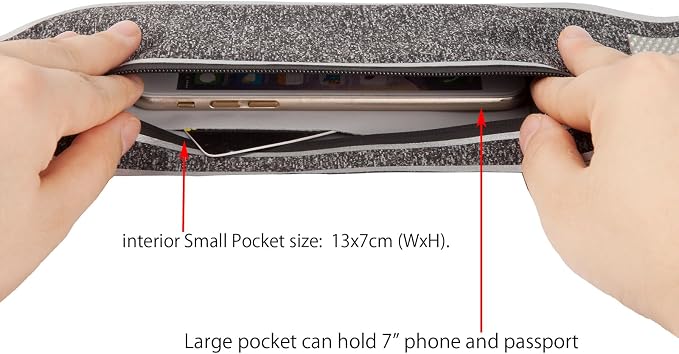 Running belt,Slim Running Waist Fanny Pack Runner Exercise Phone Belt Hip Pouch Bag for Women Men iphone Samsung (Black Grey) - Image 3