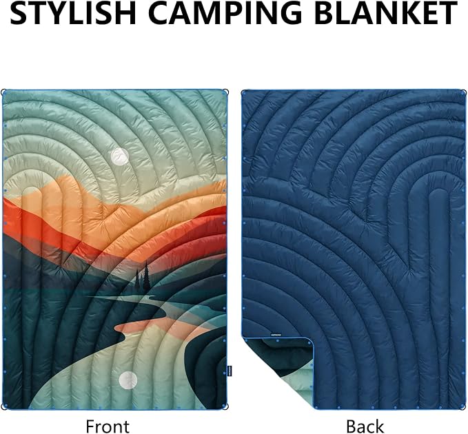 Puffy Camping Blanket,Large Camp Blanket Outdoor Camping Quilt Waterproof | Lightweight Printed Warm Packable Down Alternative Blanket for Camping,Traveling, Stadium, Hiking, Picnics - Image 2
