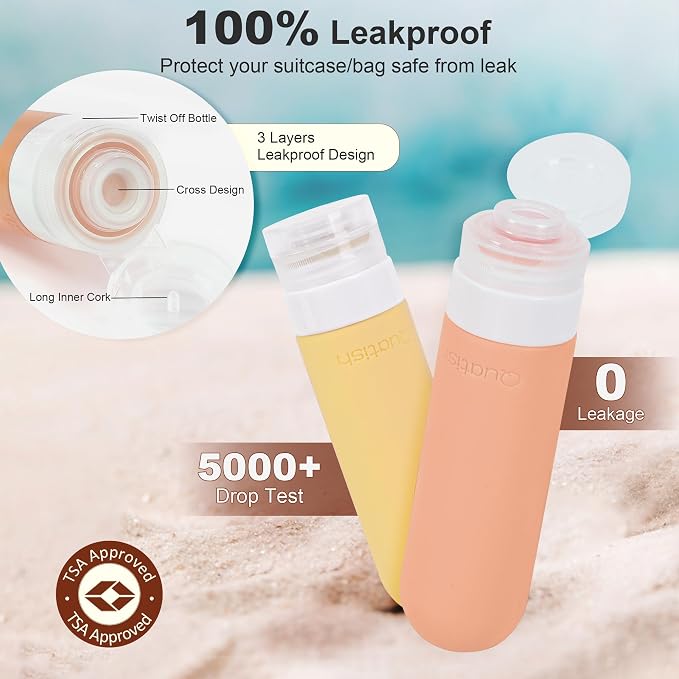 Quatish 15 Pack Travel Bottles for Toiletries, Original Patented, TSA Approved Travel Size Containers, Leak Proof Silicone Shampoo and Conditioner Bottles Women & Men, Airplane Essentials, Macaron - Image 3