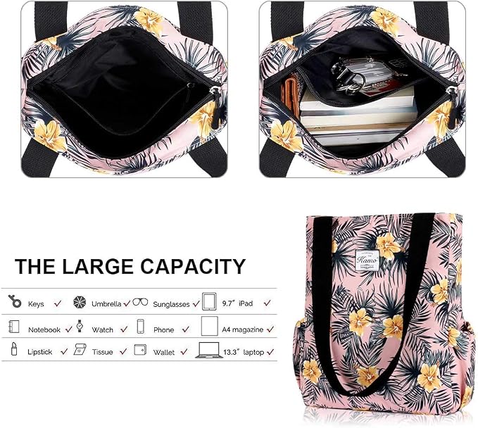 KAMO Floral Tote Bag - Waterproof Lightweight Handbags Travel Shoulder Bag for Hiking Yoga Gym Swimming Travel Beach - Image 5