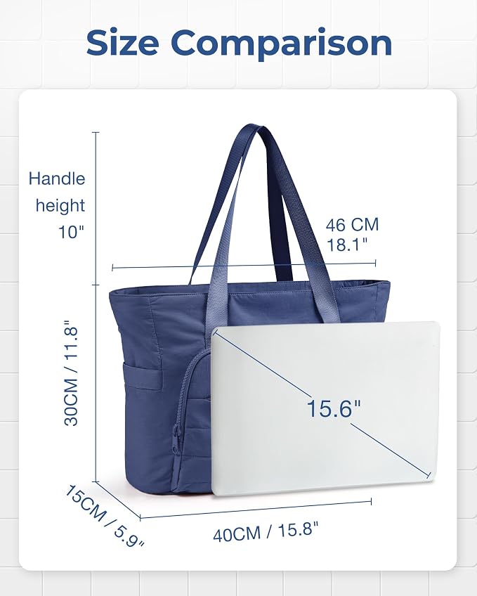 BAGSMART Tote Bag for Women, Lightweight Tote Bag with Yoga Mat Strap, Quilted Shoulder Bag Handbag for Daily, Work, Gym - Image 2
