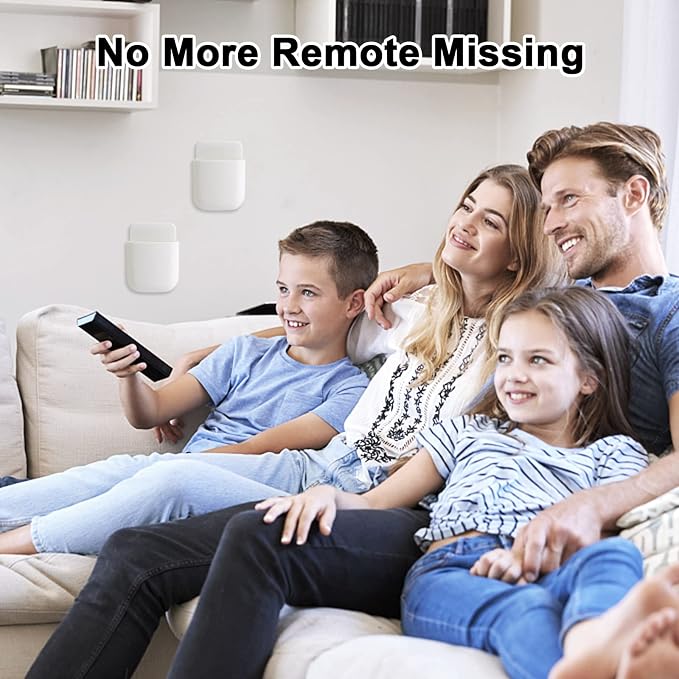 3 Pcs Remote Control Holder, Wall Mount Pen Holder Hole-Free Self Adhesive Phone Charging Organizer Pencil Storage Containers for Home Office School Supply Orgaizer ​(White - Image 2