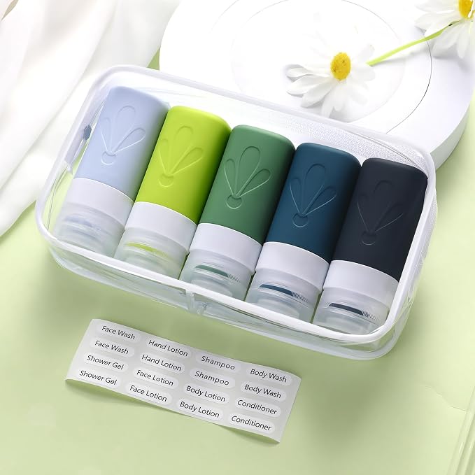 INSFIT Travel Bottles for Toiletries, TSA Approved 2oz Travel Size Toiletries, BPA Free Leak Proof Squeezable Silicone Tubes Travel Essentials for Shampoo Conditioner Lotion Soap - Image 7