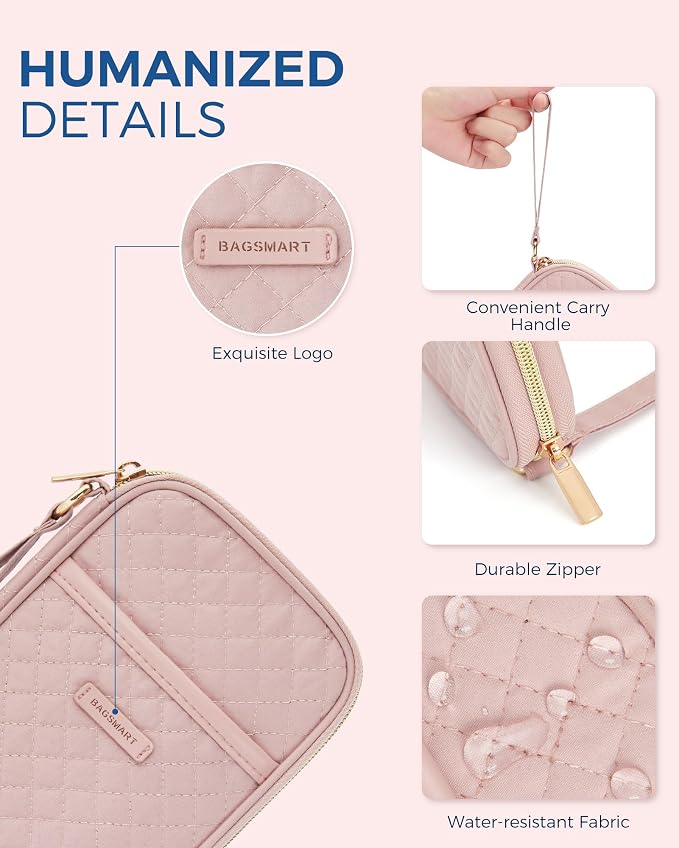 BAGSMART Cord Organizer Travel Cable Organizer Bag Tech Electronic Organizer Travel Case, Travel Essentials for Charger, Cable, Phone, Flash drive, Single Layer - Pink | Travel Essentials, Tech Organizer Pouch, Cord organizer bag for Cables, Compact Tr... - Image 5