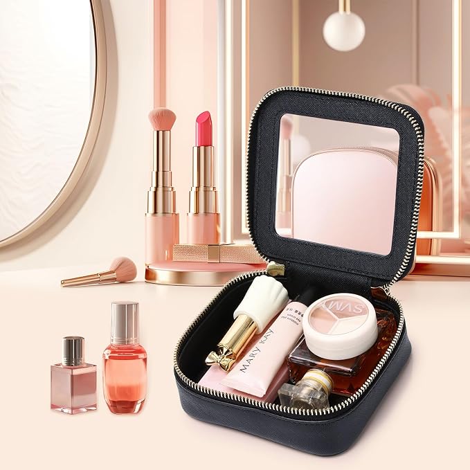 Pinkmik Small Makeup Bag Mini Clear Cosmetic Case, Black, MINI | Zipper Closure, Toiletry Bag, Purse Organizer, Car Essentials - Image 4