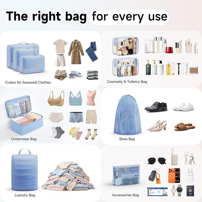 9 Set Packing Cubes for Travel, Gifts for Women Mom,Anti-Tearing Suitcase Organizer,OlarHike Vacation Essentials & Accessories for Cruise Ship - Image 8