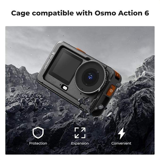 K&F CONCEPT Cage + Foldable Quick Release Mount Kit for DJI Osmo Action 6 | Protective Expansion Frame Case with Cold Shoe Mount | 1/4" Screw Adapter for Tripod, Selfie Stick Action 6 Vlogging, CD07 - Image 2