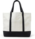 Amazon Essentials Unisex Adults' Large Heavy Duty Canvas Beach Tote Bag, Natural/Black, One Size by AmazonEssentials