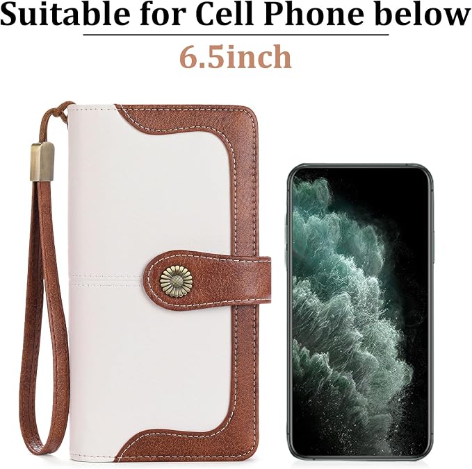 Wallets for Women Trifold Wristlet Wallets Large Capacity RFID Blocking Ladies Purse Credit Card Holder - Image 5