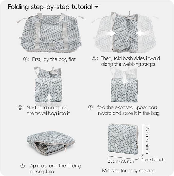 TINYAT Foldable Travel Duffle Bag Expandable Personal Item Travel Bag,32L | Expandable Gym Bag for Women Weekender Carry On Overnight Tote Large Capacity Portable Luggage Bag - Image 7