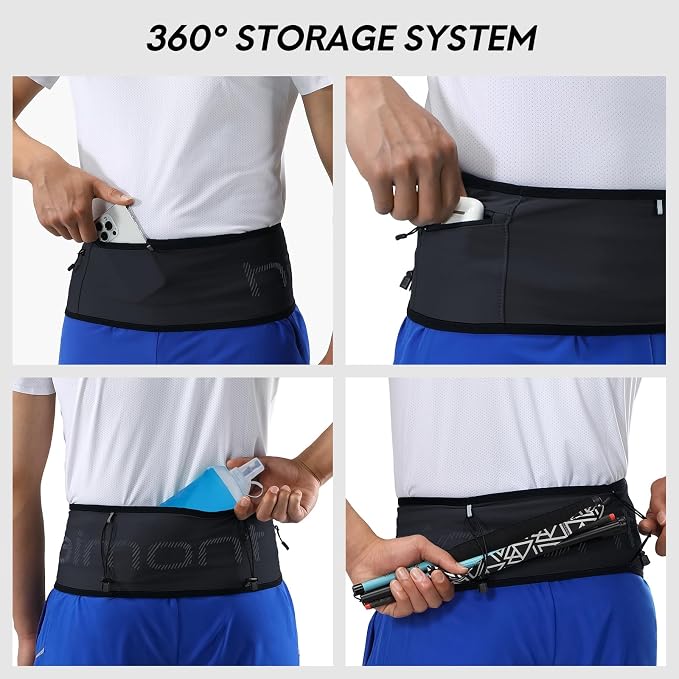 Haimont No-Bounce Running Hydration Belt for Trail & Daily Runs, Grey, S | 500ml Soft Flask Compatible, Zip Pocket, Gel Storage, Pole Loops, Reflective Details - Image 7