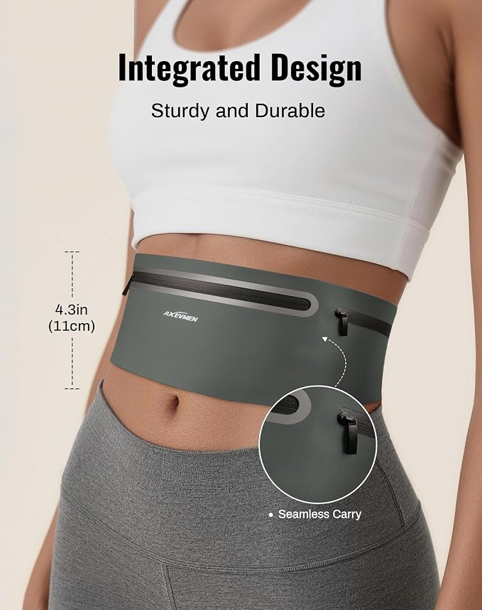 Running Belt for Women & Men-Ultra Light Slim Running Belts | Water-Resistant Phone Holder, 5 Pockets, Adjustable Waist Strap & Reflective Safety for Running, Hiking & Fitness - Image 2