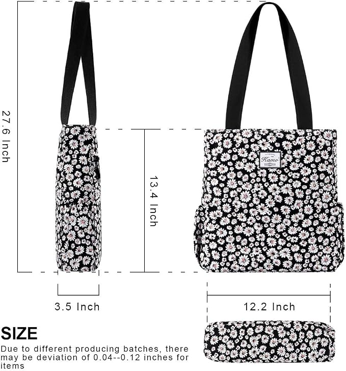 KAMO Floral Tote Bag - Waterproof Lightweight Handbags Travel Shoulder Bag for Hiking Yoga Gym Swimming Travel Beach - Image 3
