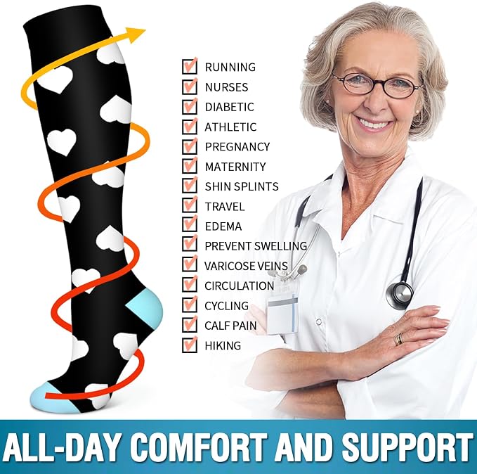 6 Pack Copper Compression Socks for Women and Men Circulation-Best Support for Medical,Running,Nursing,Athletic - Image 6