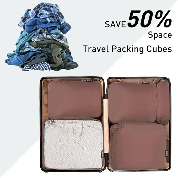Bagail Ultralight Compression Cubes 7 Set - 3 Packing Cubes, 3 Organizers, and 1 Shoe Bag - Image 6