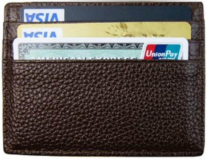 RFID Protect Slim Minimalist Pocket Leather Wallet Card Holder - Brown - Image 3