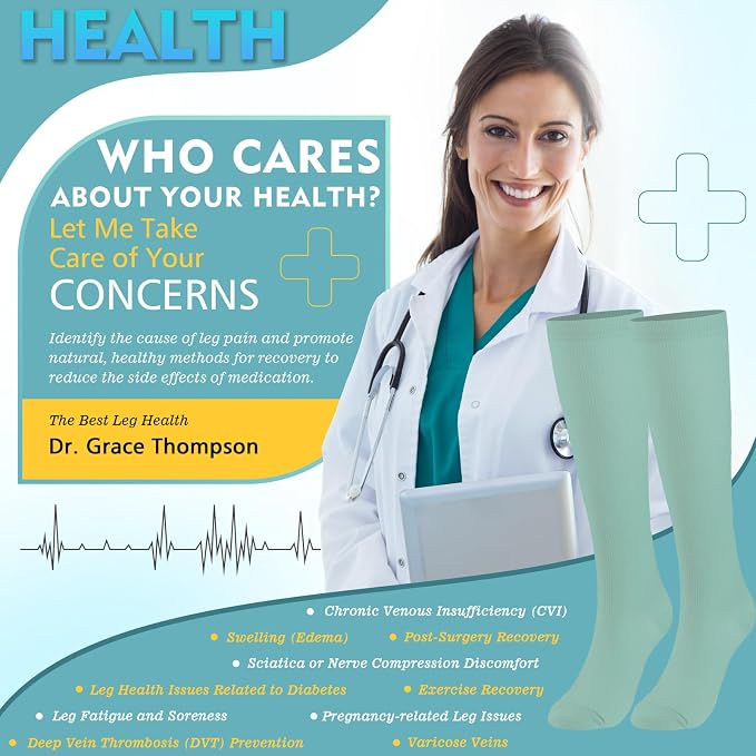 Compression Socks for Women & Men 6 Pairs | 20-30 mmHg Breathable & Moisture-Wicking Comfortable & Skin-Friendly Knee High Support Socks for Nurse, Travel, Pregnancy - Image 5