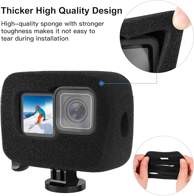 2Pack Windslayer Cover Compatible with Gopro Hero 10 Hero 9 Hero 11 Windscreen Wind Muff Foam Housing Frame Case for Noise Reduction,Sponge Video Muffler Windproof Case Accessories for Audio Recording - Image 3