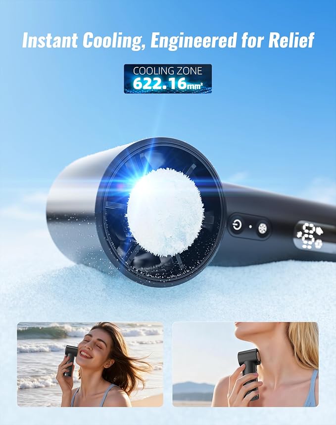 Portable Handheld Fan with Ice Cooler, Turbo Power 17800 RPM, Fast Charge, Digital Display, 100 Speeds Adjustable, Personal Fan Gifts for Women Makeup Travel Cruise Camping Outdoor, Black - Image 4
