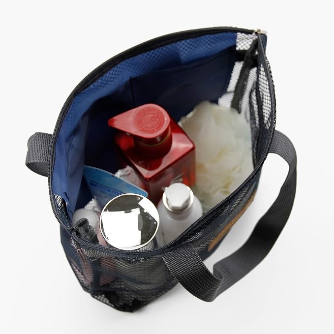 Mesh Shower Caddy Bag Portable Hanging Toiletry and Bath Organizer with Zipper for Travel, Gym, Camping, College Dorms, Beach - Image 2