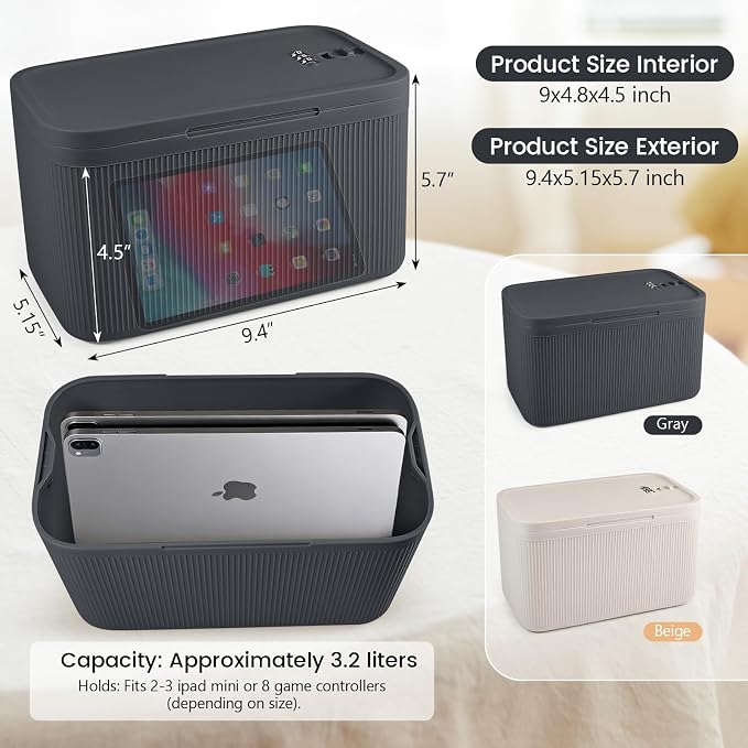 Upgraded Taller Size Medicine Lock Box,Lockable Storage Box with Combination Code for Medication Safe,Lock Box for Pills/Snack/Ipad Mini,Locked Container for Home/Office 9.4X5.5X5.7inch Medium - Image 2